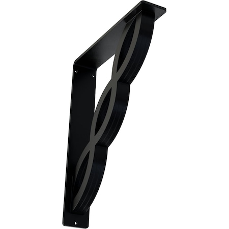 Ekena Millwork Loera Wrought Iron Bracket, (Triple center brace), Powder Coated Black 2"W x 10"D x 12"H BKTM02X10X12TLO